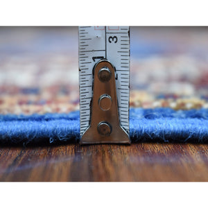 2'10"x37'2" Super Kazak With Tribal Medallions Design Hand Knotted Soft Organic Wool Faded Blue Oriental Xl Runner Rug FWR411600