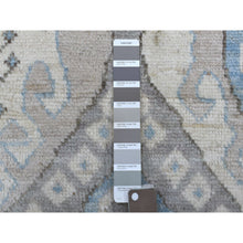 Load image into Gallery viewer, 4&#39;x11&#39;7&quot; Gray With Pop Of Blue Anatolian Village Inspired Geometric Design Hand Knotted Organic Wool Oriental Wide Runner Rug FWR411624