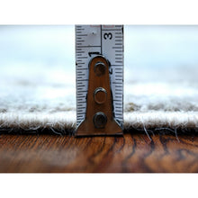 Load image into Gallery viewer, 4&#39;x11&#39;7&quot; Gray With Pop Of Blue Anatolian Village Inspired Geometric Design Hand Knotted Organic Wool Oriental Wide Runner Rug FWR411624