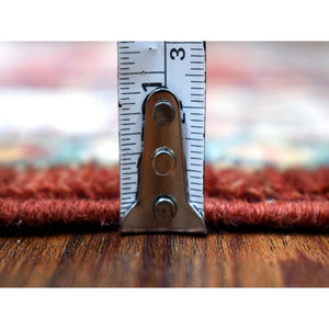 2'10"x23' Deep Red Super Kazak With Tribal Medallions Hand Knotted Organic Wool Oriental Xl Runner Rug FWR411864