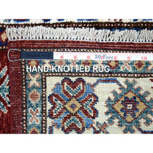 Load image into Gallery viewer, 2&#39;10&quot;x23&#39; Deep Red Super Kazak With Tribal Medallions Hand Knotted Organic Wool Oriental Xl Runner Rug FWR411864