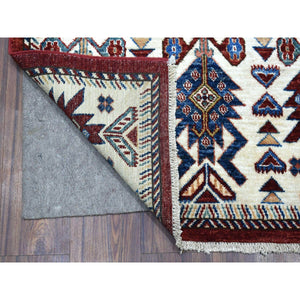 3'x25'3" Soft, Vibrant Wool Rich Red Hand Knotted Super Kazak With Tribal Flower Design Oriental Extra Long And Wide Runner Rug FWR411870