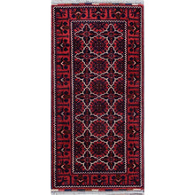 Load image into Gallery viewer, 2&#39;2&quot;x4&#39;4&quot; Berry Red, Afghan Khamyab with Geometric Design, Hand Knotted, Soft and Shiny Wool, Vegetable Dyes, Short Runner, Oriental Rug Sh686 FWR4116