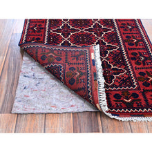 Load image into Gallery viewer, 2&#39;2&quot;x4&#39;4&quot; Berry Red, Afghan Khamyab with Geometric Design, Hand Knotted, Soft and Shiny Wool, Vegetable Dyes, Short Runner, Oriental Rug Sh686 FWR4116