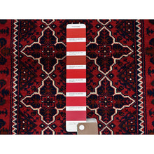 Load image into Gallery viewer, 2&#39;2&quot;x4&#39;4&quot; Berry Red, Afghan Khamyab with Geometric Design, Hand Knotted, Soft and Shiny Wool, Vegetable Dyes, Short Runner, Oriental Rug Sh686 FWR4116