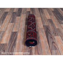 Load image into Gallery viewer, 2&#39;2&quot;x4&#39;4&quot; Berry Red, Afghan Khamyab with Geometric Design, Hand Knotted, Soft and Shiny Wool, Vegetable Dyes, Short Runner, Oriental Rug Sh686 FWR4116