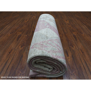 8'10"x11'9" Blush Pink Moroccan Berber With Arts And Crafts Hand Knotted Soft Natural Wool Oriental Rug FWR412494