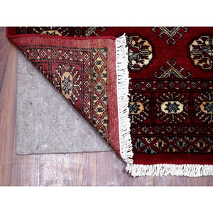 3'x4'5" Deep And Rich Red Mori Bokara Pure Wool Hand Knotted Oriental Rug FWR412788