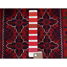 Load image into Gallery viewer, 2&#39;3&quot;x4&#39;8&quot; Chili Red, Hand Knotted, Afghan Khamyab With Geometric Pattern, Pure Wool, Natural Dyes, Short Runner, Oriental Rug FWR4122