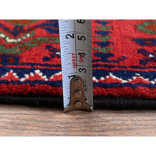 Load image into Gallery viewer, 2&#39;3&quot;x4&#39;8&quot; Chili Red, Hand Knotted, Afghan Khamyab With Geometric Pattern, Pure Wool, Natural Dyes, Short Runner, Oriental Rug FWR4122
