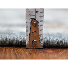 Load image into Gallery viewer, 3&#39;3&quot;x10&#39; Hand Knotted Charcoal Black Angora Oushak with Colorful Motifs Organic Wool Oriental Wide Runner Rug FWR413382