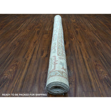 Load image into Gallery viewer, 6&#39;4&quot;x9&#39;6&quot; Soft Wool Hand Knotted Ivory Afghan Angora Oushak With All Over Leaf Design Oriental Rug FWR413526