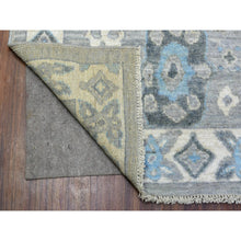 Load image into Gallery viewer, 8&#39;x9&#39;10&quot; Organic Wool Hand Knotted Gunmetal Gray Afghan Angora Oushak With Geometric Leaf Design Oriental Rug FWR413568