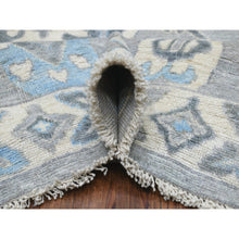 Load image into Gallery viewer, 8&#39;x9&#39;10&quot; Organic Wool Hand Knotted Gunmetal Gray Afghan Angora Oushak With Geometric Leaf Design Oriental Rug FWR413568