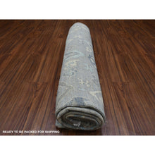 Load image into Gallery viewer, 8&#39;x9&#39;10&quot; Organic Wool Hand Knotted Gunmetal Gray Afghan Angora Oushak With Geometric Leaf Design Oriental Rug FWR413568