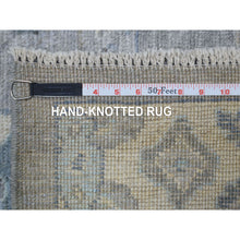 Load image into Gallery viewer, 8&#39;x9&#39;10&quot; Organic Wool Hand Knotted Gunmetal Gray Afghan Angora Oushak With Geometric Leaf Design Oriental Rug FWR413568