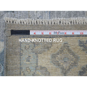8'x9'10" Organic Wool Hand Knotted Gunmetal Gray Afghan Angora Oushak With Geometric Leaf Design Oriental Rug FWR413568