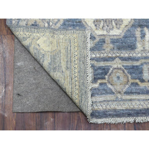 2'7"x11'5" Charcoal Gray, Afghan Angora Ushak With All Over Leaf Design, Hand Knotted, Natural Dyes, Pure Wool Runner Oriental Rug FWR413880