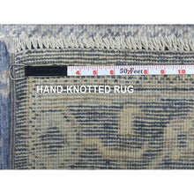 Load image into Gallery viewer, 2&#39;7&quot;x11&#39;5&quot; Charcoal Gray, Afghan Angora Ushak With All Over Leaf Design, Hand Knotted, Natural Dyes, Pure Wool Runner Oriental Rug FWR413880