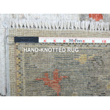 Load image into Gallery viewer, 2&#39;9&quot;x9&#39;5&quot; Pure Wool Hand Knotted Gray Angora Oushak With Large Motifs Oriental Runner Rug FWR413892