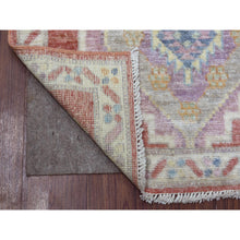 Load image into Gallery viewer, 2&#39;10&quot;x9&#39;6&quot; Coral Red Afghan Angora Oushak With Geometric Medallions Design Soft Wool Hand Knotted Oriental Runner Rug FWR413910