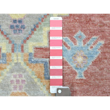 Load image into Gallery viewer, 2&#39;10&quot;x9&#39;6&quot; Coral Red Afghan Angora Oushak With Geometric Medallions Design Soft Wool Hand Knotted Oriental Runner Rug FWR413910