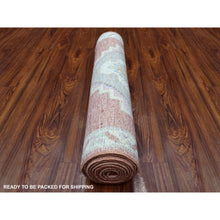 Load image into Gallery viewer, 2&#39;10&quot;x9&#39;6&quot; Coral Red Afghan Angora Oushak With Geometric Medallions Design Soft Wool Hand Knotted Oriental Runner Rug FWR413910