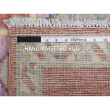 Load image into Gallery viewer, 2&#39;10&quot;x9&#39;6&quot; Coral Red Afghan Angora Oushak With Geometric Medallions Design Soft Wool Hand Knotted Oriental Runner Rug FWR413910