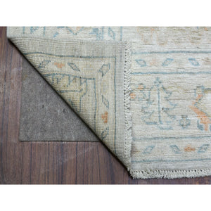 6'x8'9" Afghan Angora Oushak With Floral Motifs Organic Wool Hand Knotted Gray Oriental Rug FWR414216