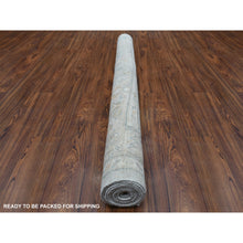 Load image into Gallery viewer, 6&#39;x8&#39;9&quot; Afghan Angora Oushak With Floral Motifs Organic Wool Hand Knotted Gray Oriental Rug FWR414216