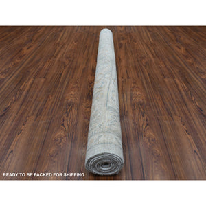 6'x8'9" Afghan Angora Oushak With Floral Motifs Organic Wool Hand Knotted Gray Oriental Rug FWR414216