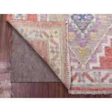Load image into Gallery viewer, 2&#39;9&quot;x10&#39;5&quot; Coral Pink Soft Wool Hand Knotted Angora Oushak With Serrated Medallions Design Oriental Runner Rug FWR414342