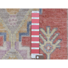 Load image into Gallery viewer, 2&#39;9&quot;x10&#39;5&quot; Coral Pink Soft Wool Hand Knotted Angora Oushak With Serrated Medallions Design Oriental Runner Rug FWR414342