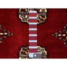 Load image into Gallery viewer, 2&#39;6&quot;x9&#39;1&quot; Mori Bokara With Tribal Medallions Design Deep And Rich Red Extra Soft Wool Hand Knotted Oriental Runner Rug FWR415212