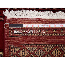 Load image into Gallery viewer, 2&#39;6&quot;x9&#39;1&quot; Mori Bokara With Tribal Medallions Design Deep And Rich Red Extra Soft Wool Hand Knotted Oriental Runner Rug FWR415212