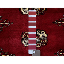 Load image into Gallery viewer, 2&#39;6&quot;x4&#39; Mori Bokara With Tribal Medallions Design Deep And Rich Red Soft Wool Hand Knotted Oriental Rug FWR415248