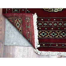 Load image into Gallery viewer, 2&#39;7&quot;x3&#39;9&quot; Extra Soft Wool Hand Knotted Mori Bokara With Tribal Medallions Design Deep And Rich Red Oriental Rug FWR415284