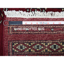 Load image into Gallery viewer, 2&#39;7&quot;x3&#39;9&quot; Extra Soft Wool Hand Knotted Mori Bokara With Tribal Medallions Design Deep And Rich Red Oriental Rug FWR415284