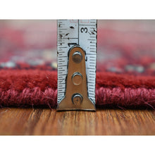 Load image into Gallery viewer, 3&#39;x4&#39;9&quot; Rich Red Pure Wool Hand Knotted Mori Bokara With Geometric Medallions Design Oriental Rug FWR415350