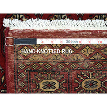 Load image into Gallery viewer, 3&#39;x4&#39;9&quot; Rich Red Pure Wool Hand Knotted Mori Bokara With Geometric Medallions Design Oriental Rug FWR415350