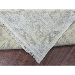 8'1"x9'7" Ivory Angora Oushak With All Over Design Soft Wool Hand Knotted Oriental Rug FWR415554