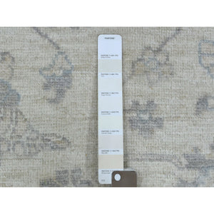 8'1"x9'7" Ivory Angora Oushak With All Over Design Soft Wool Hand Knotted Oriental Rug FWR415554