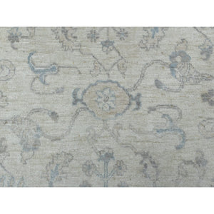 8'1"x9'7" Ivory Angora Oushak With All Over Design Soft Wool Hand Knotted Oriental Rug FWR415554