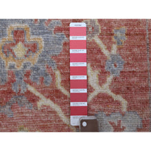 Load image into Gallery viewer, 3&#39;1&quot;x19&#39;8&quot; Coral Pink Pure Wool Hand Knotted Angora Oushak With All Over Leaf Design Oriental Xl Runner Rug FWR416022