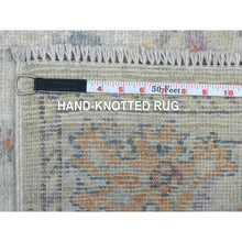 Load image into Gallery viewer, 3&#39;x15&#39;10&quot; Extra Soft Wool Hand Knotted Gray Angora Oushak With All Over Flower Design Oriental Xl Runner Rug FWR416274
