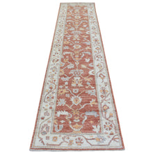 Load image into Gallery viewer, 2&#39;8&quot;x12&#39; Extra Soft Wool Hand Knotted Soft Orange Angora Oushak with Flowing and Open Design Oriental Runner Rug FWR416346
