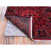 Load image into Gallery viewer, 2&#39;3&quot;x5&#39;4&quot; Crimson Red, Afghan Khamyab With Geometric Pattern, Hand Knotted, Soft And Velvety Wool, Vegetable Dyes, Short Runner, Oriental Rug FWR4158