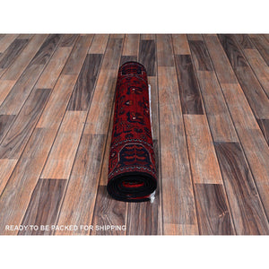 2'3"x5'4" Crimson Red, Afghan Khamyab With Geometric Pattern, Hand Knotted, Soft And Velvety Wool, Vegetable Dyes, Short Runner, Oriental Rug FWR4158