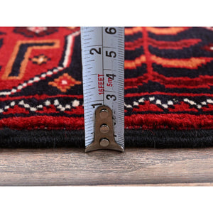 2'3"x5'4" Crimson Red, Afghan Khamyab With Geometric Pattern, Hand Knotted, Soft And Velvety Wool, Vegetable Dyes, Short Runner, Oriental Rug FWR4158