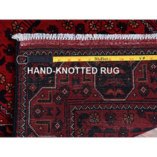 Load image into Gallery viewer, 2&#39;3&quot;x5&#39;4&quot; Crimson Red, Afghan Khamyab With Geometric Pattern, Hand Knotted, Soft And Velvety Wool, Vegetable Dyes, Short Runner, Oriental Rug FWR4158